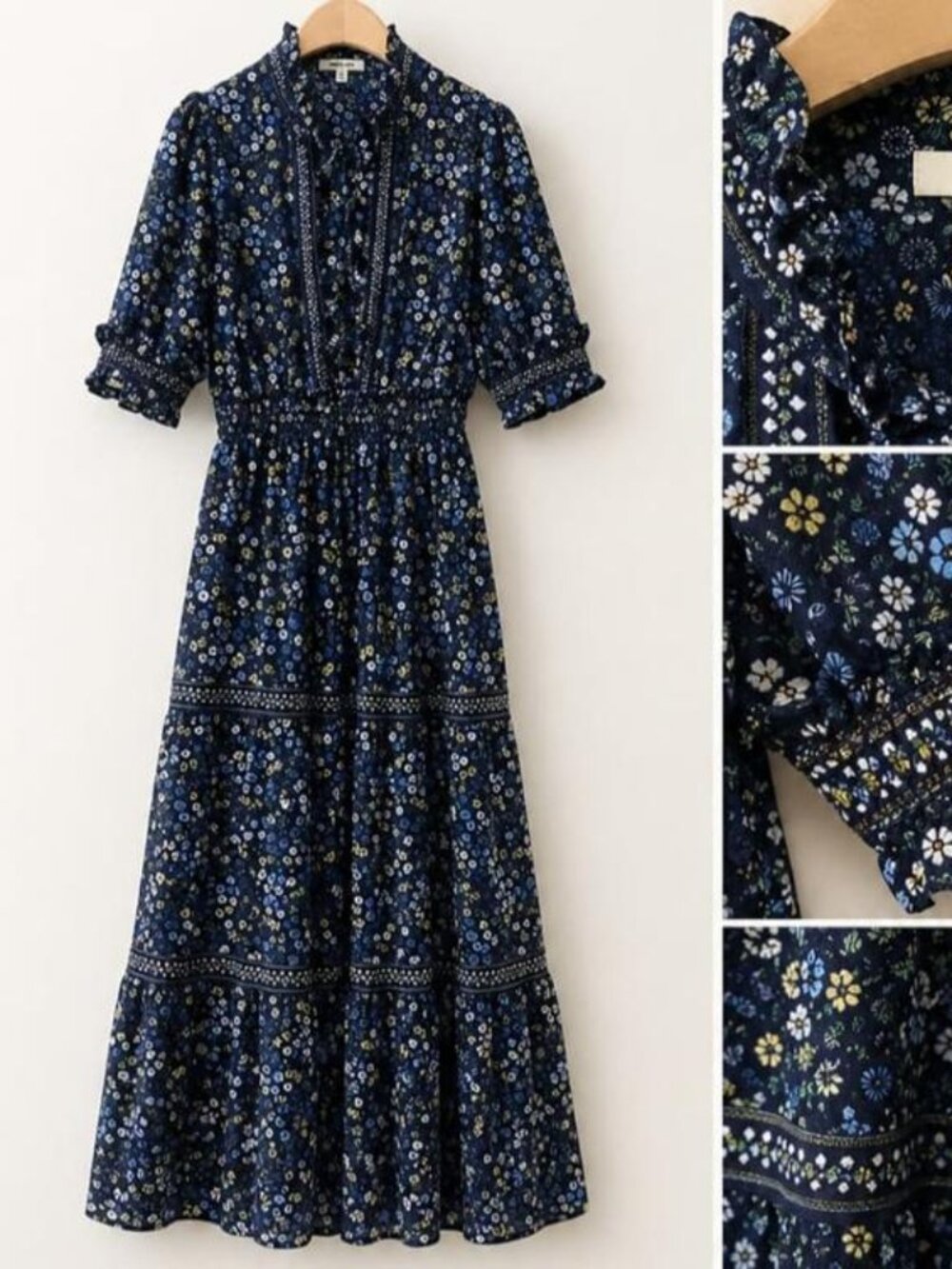 MAX STUDIO Ruffle Collar Print Tiered /  SIZE / M